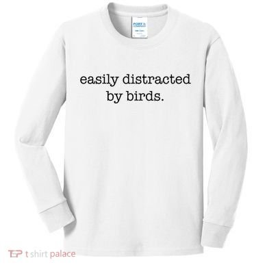 Easily Distracted By Birds Minimalist Birdwatching Birder Kids Long Sleeve Shirt