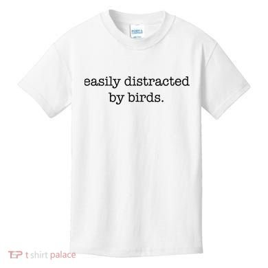 Easily Distracted By Birds Minimalist Birdwatching Birder Kids T-Shirt