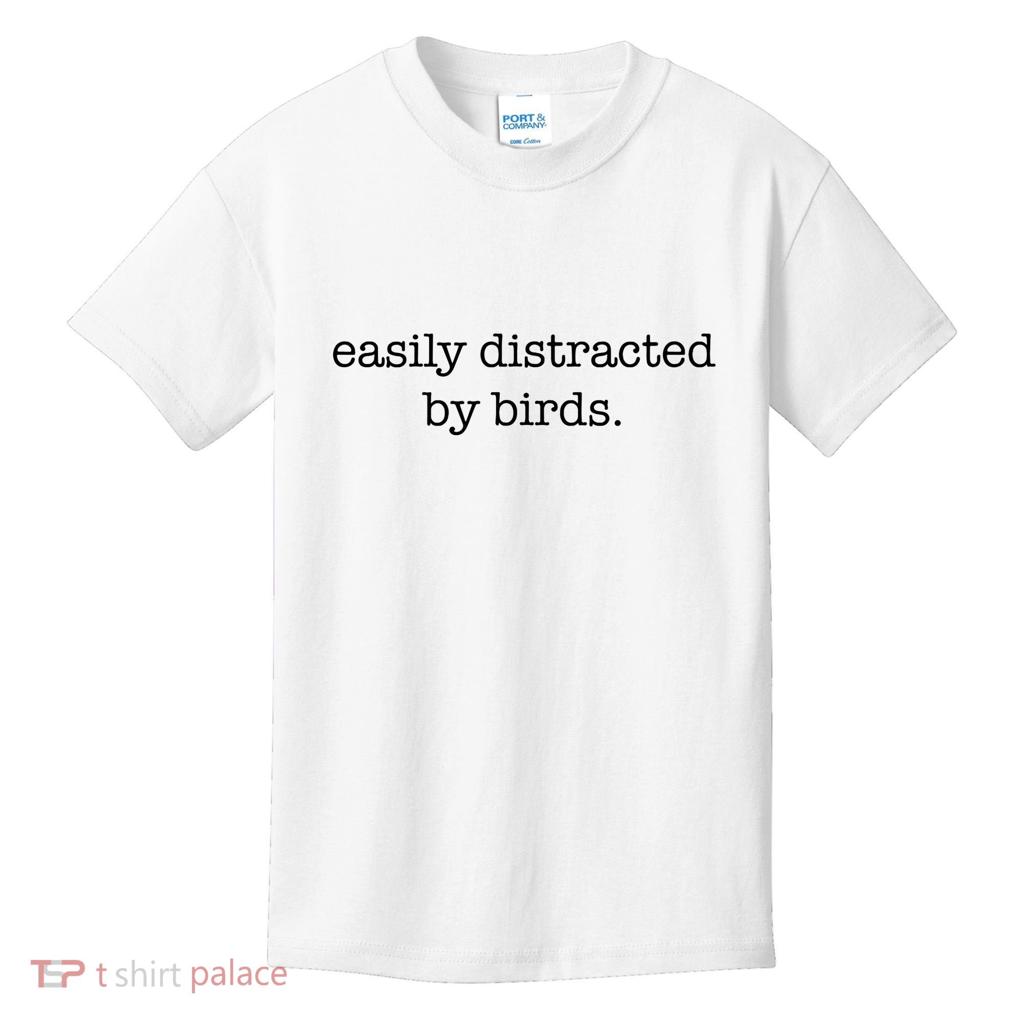Easily Distracted By Birds Minimalist Birdwatching Birder Kids T-Shirt