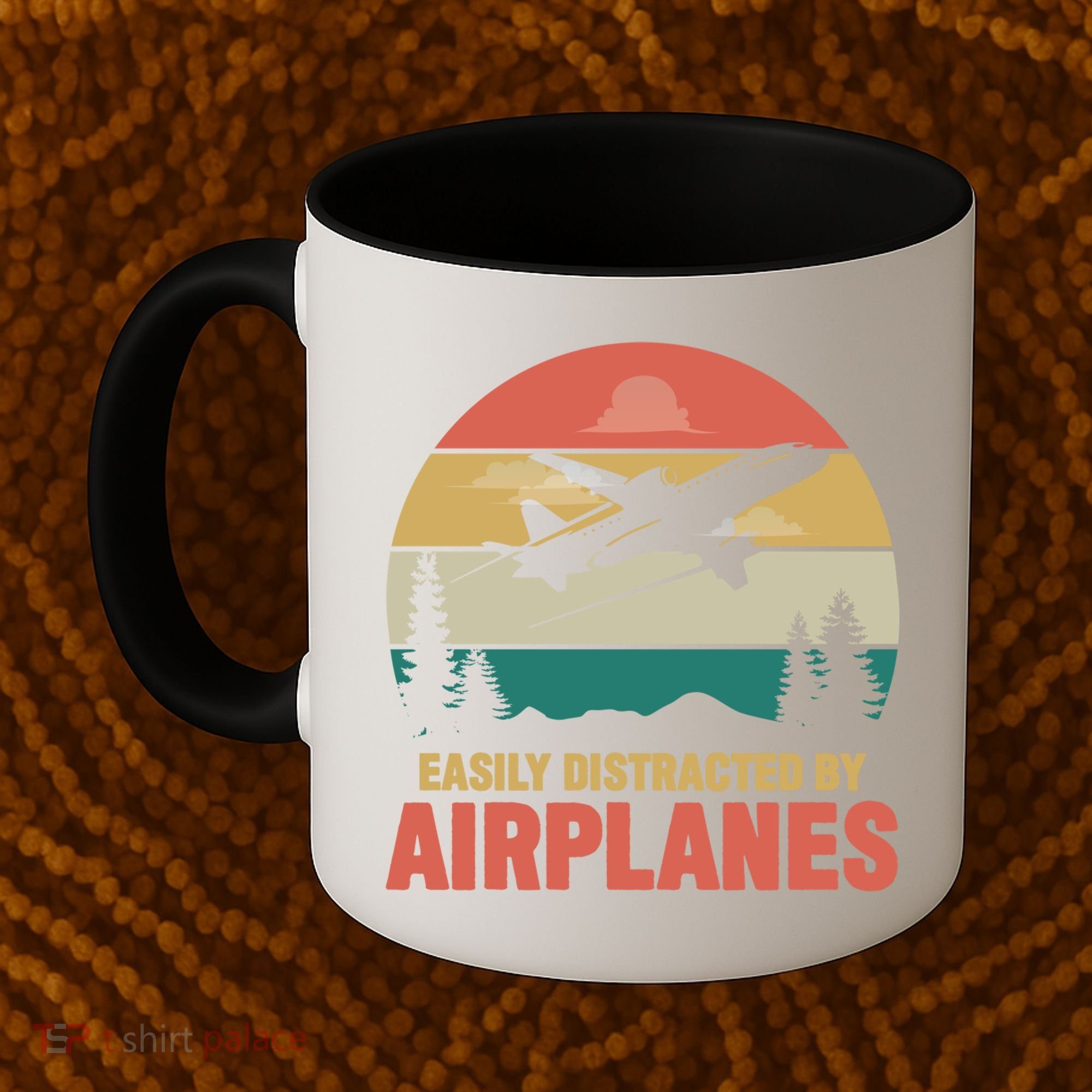 Easily Distracted By Airplanes Retro Airplane Funny Pilot Gift Coffee Mug