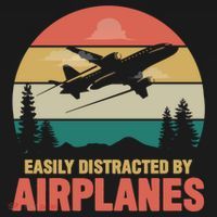 Easily Distracted By Airplanes Retro Airplane Funny Pilot Gift Pajama Set thumb 2