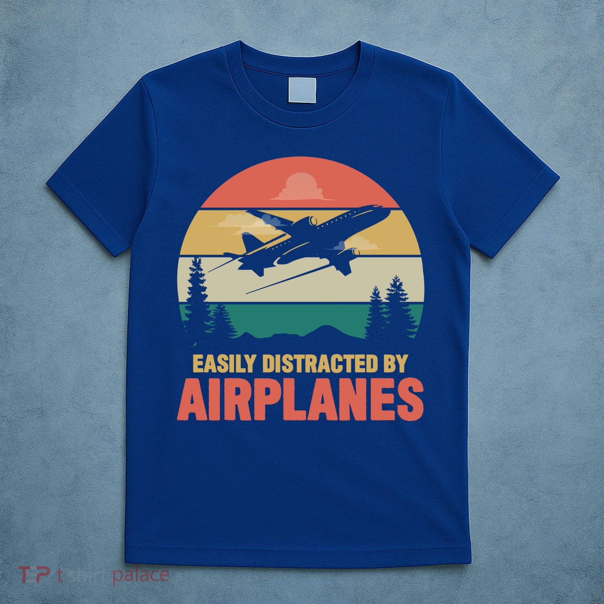 Easily Distracted By Airplanes Retro Airplane Funny Pilot Gift T-Shirt