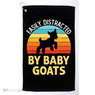 Easily Distracted By Goats Funny Goat Lovers Graphic Gift Golf Towel