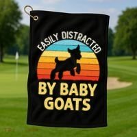 Easily Distracted By Goats Funny Goat Lovers Graphic Gift Golf Towel thumb 1