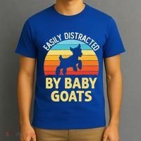 Easily Distracted By Goats Funny Goat Lovers Graphic Gift T-Shirt thumb 3