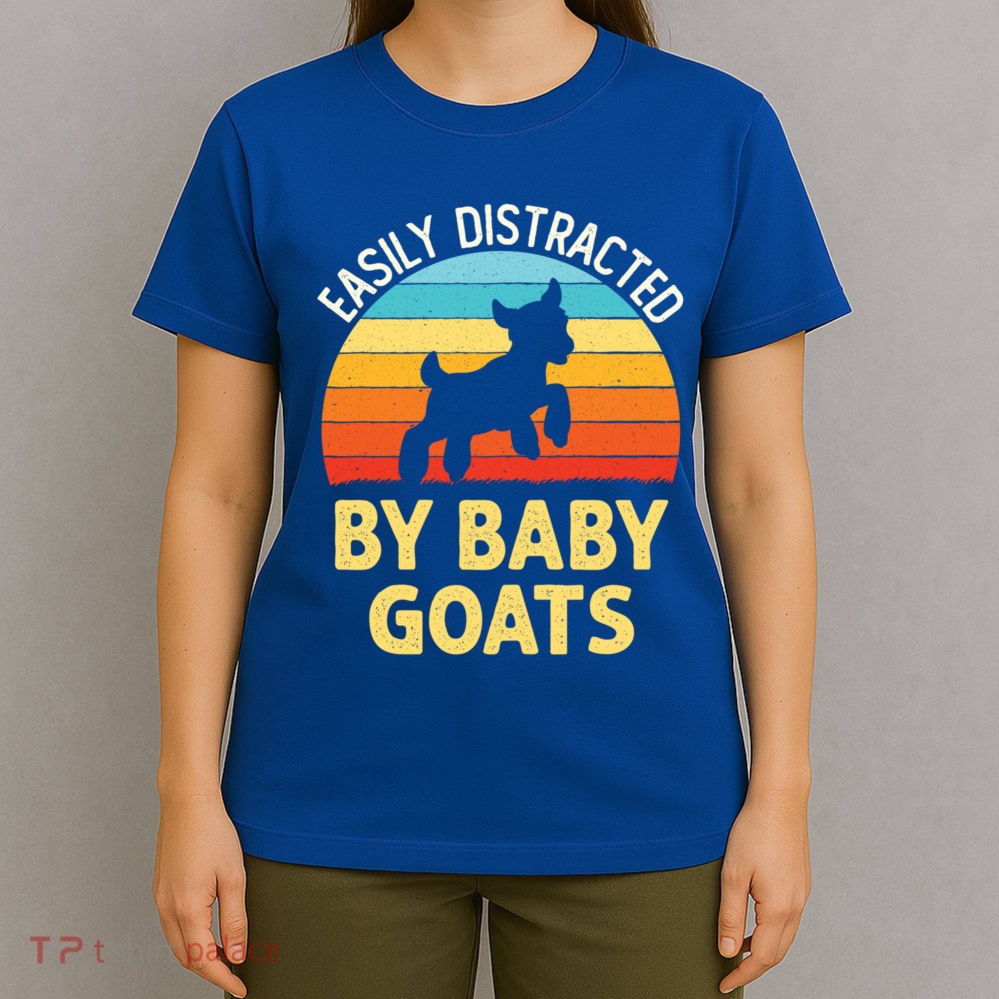 Easily Distracted By Goats Funny Goat Lovers Graphic Gift T-Shirt
