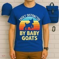 Easily Distracted By Goats Funny Goat Lovers Graphic Gift T-Shirt thumb 6