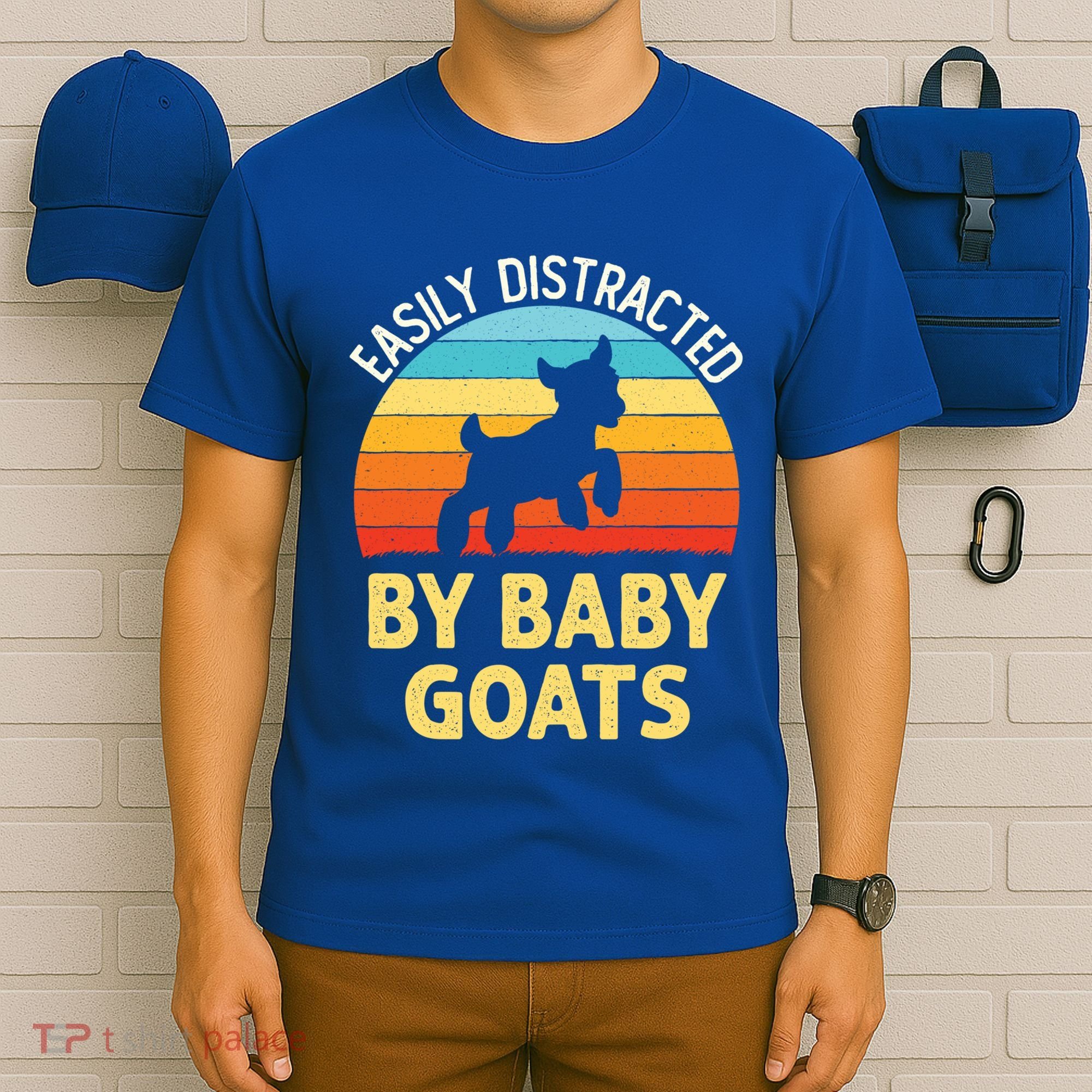 Easily Distracted By Goats Funny Goat Lovers Graphic Gift T-Shirt