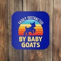 Easily Distracted By Goats Funny Goat Lovers Graphic Gift Coaster thumb 0