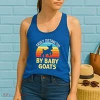 Easily Distracted By Goats Funny Goat Lovers Graphic Gift Women's Tank Top thumb 2