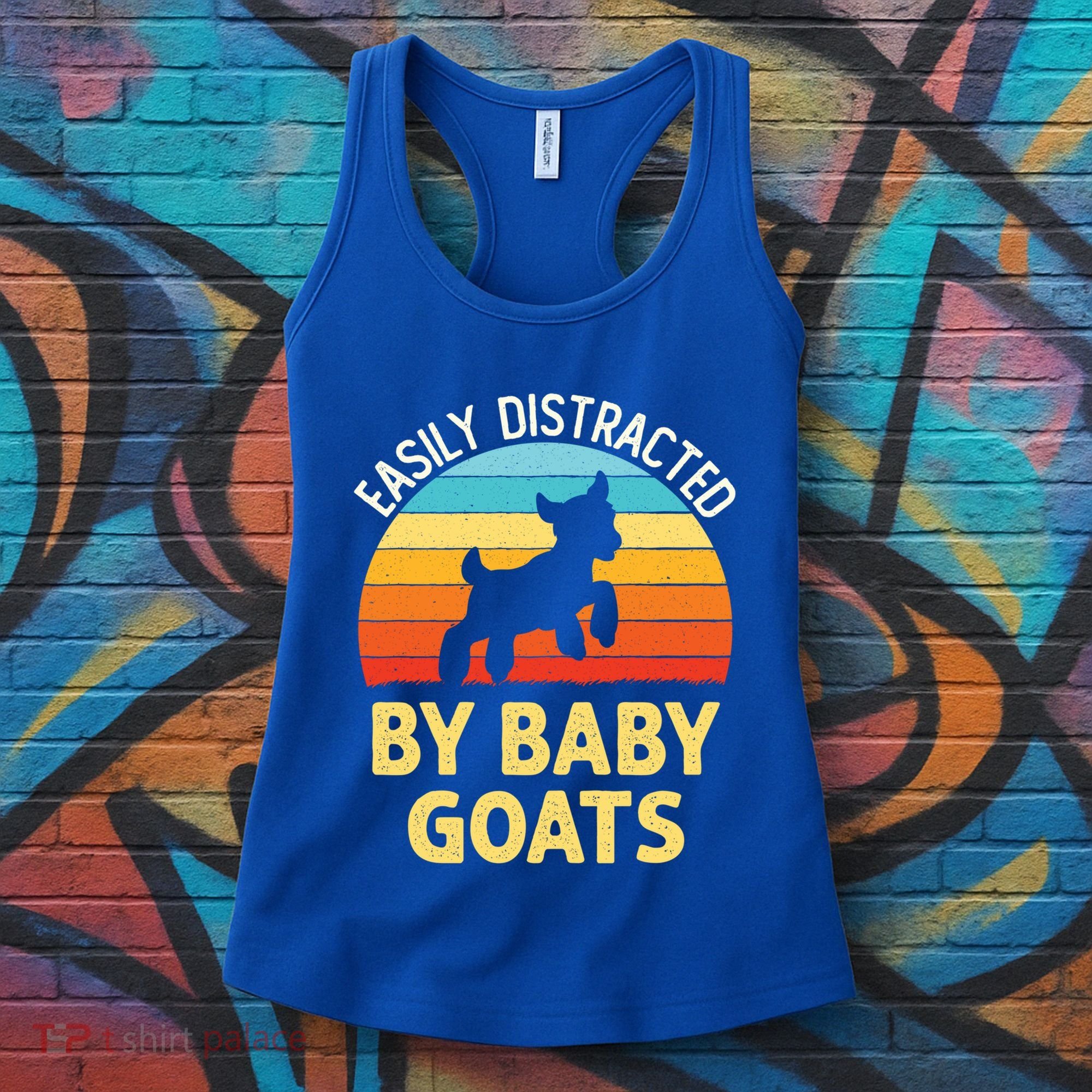 Easily Distracted By Goats Funny Goat Lovers Graphic Gift Women's Tank Top