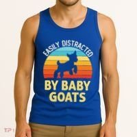 Easily Distracted By Goats Funny Goat Lovers Graphic Gift Tank Top thumb 3