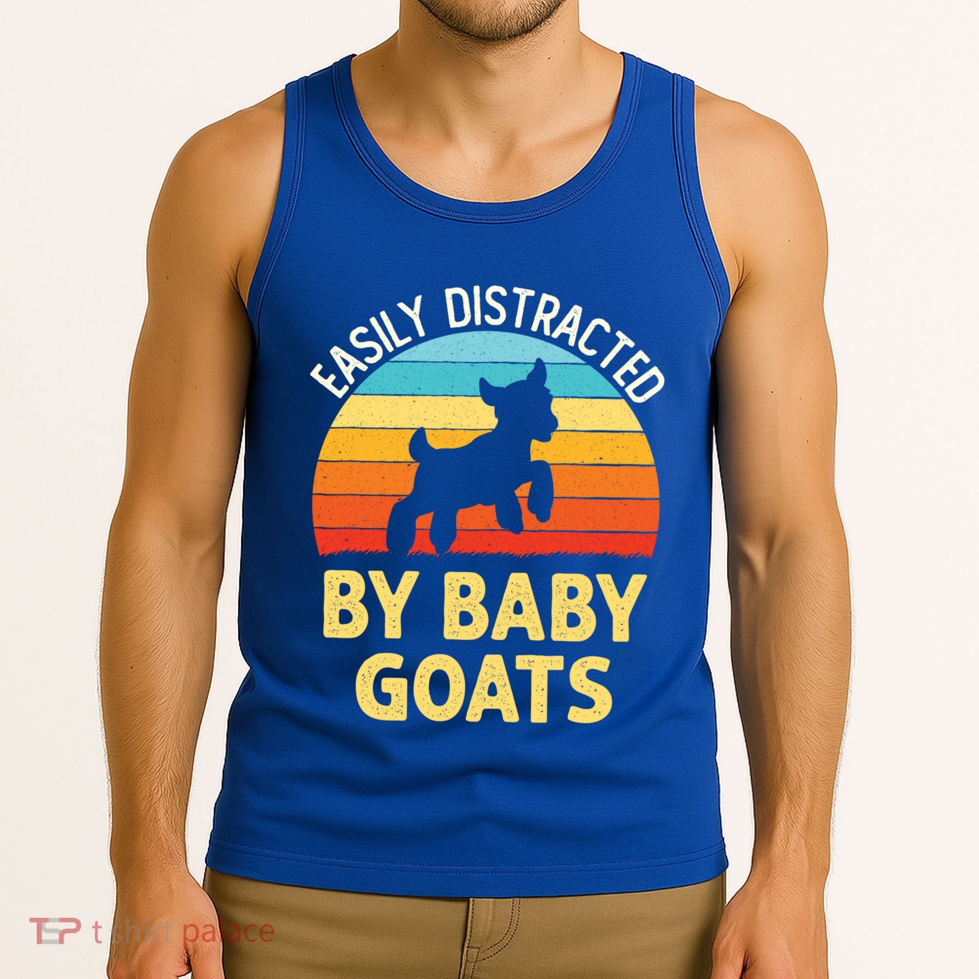 Easily Distracted By Goats Funny Goat Lovers Graphic Gift Tank Top