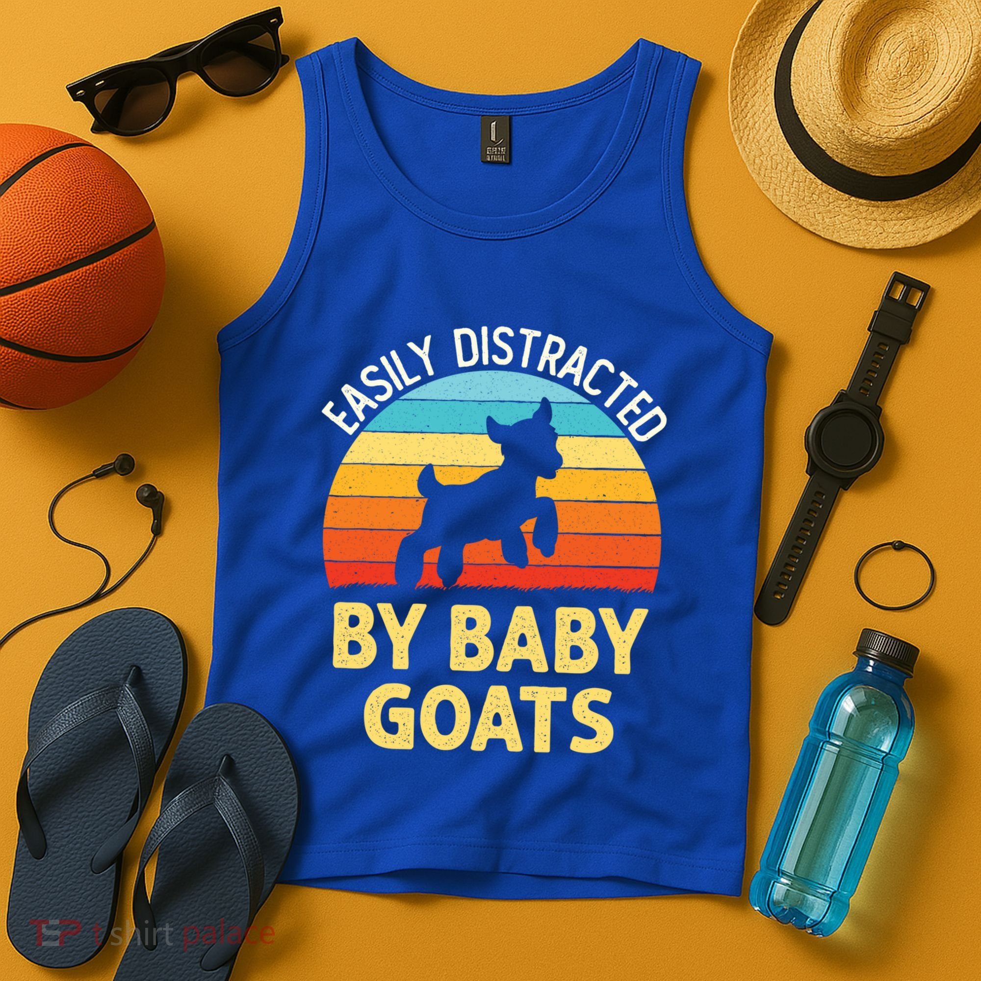 Easily Distracted By Goats Funny Goat Lovers Graphic Gift Tank Top