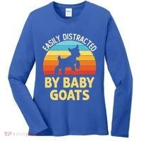 Easily Distracted By Goats Funny Goat Lovers Graphic Gift Women's Long Sleeve Shirt thumb 0