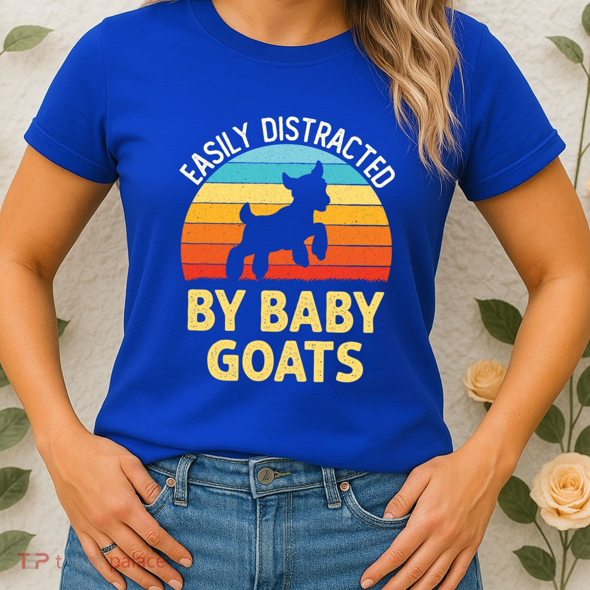 Easily Distracted By Goats Funny Goat Lovers Graphic Gift Women's T-Shirt