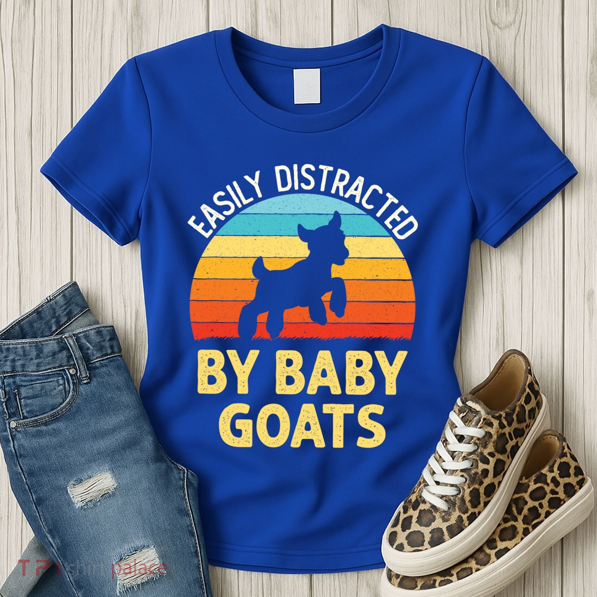 Easily Distracted By Goats Funny Goat Lovers Graphic Gift Women's T-Shirt