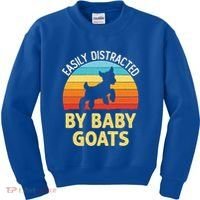 Easily Distracted By Goats Funny Goat Lovers Graphic Gift Kids Sweatshirt thumb 0