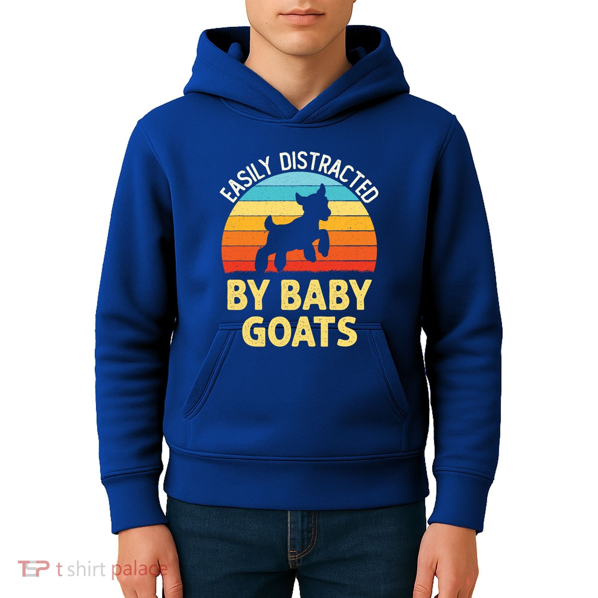 Easily Distracted By Goats Funny Goat Lovers Graphic Gift Kids Hoodie
