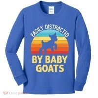 Easily Distracted By Goats Funny Goat Lovers Graphic Gift Kids Long Sleeve Shirt thumb 0