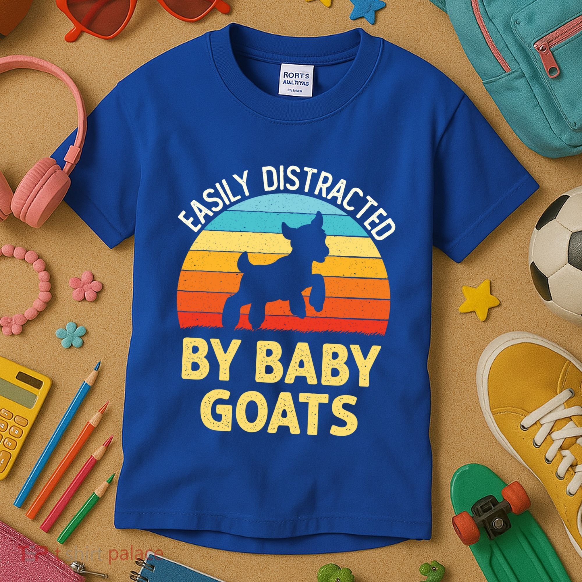 Easily Distracted By Goats Funny Goat Lovers Graphic Gift Kids T-Shirt