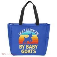 Easily Distracted By Goats Funny Goat Lovers Graphic Gift Tote Bag thumb 0