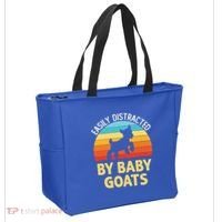 Easily Distracted By Goats Funny Goat Lovers Graphic Gift Tote Bag thumb 2