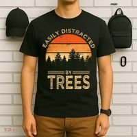 Easily Distracted By Trees Vintage Funny Tree T-Shirt thumb 6