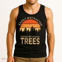 Easily Distracted By Trees Vintage Funny Tree Tank Top thumb 3