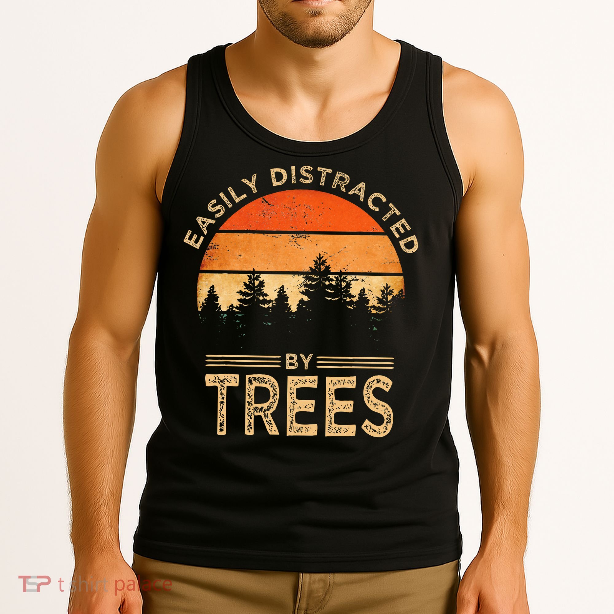 Easily Distracted By Trees Vintage Funny Tree Tank Top