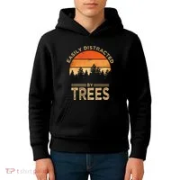 Easily Distracted By Trees Vintage Funny Tree Kids Hoodie thumb 4