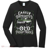 Easily Distracted By Old Pickup Trucks Easily Distracted By Women's Long Sleeve Shirt thumb 0