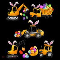 Easter day Bunny Construction Trucks Funny Boy Backpack thumb 2