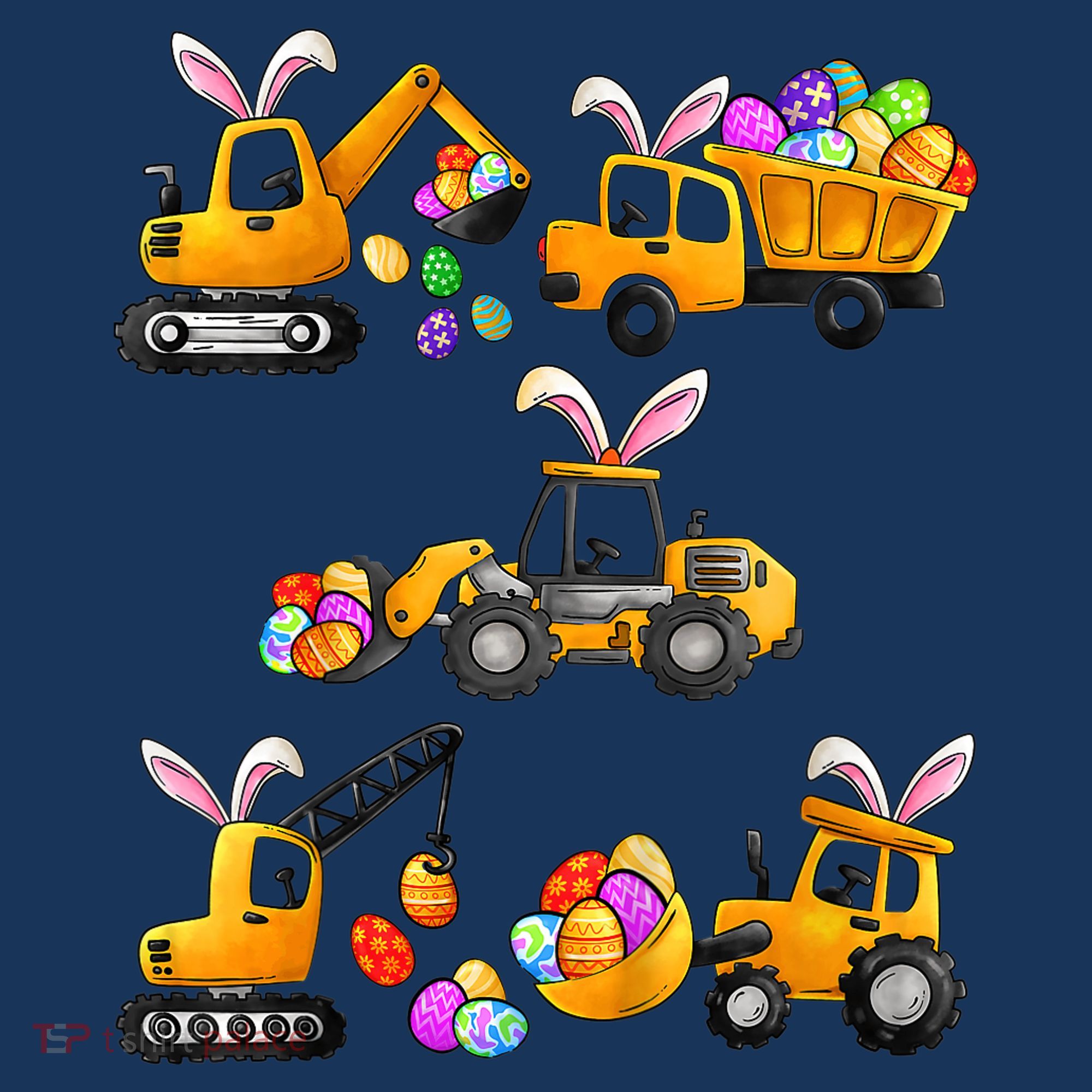 Easter day Bunny Construction Trucks Funny Boy Women's Sweatshirt