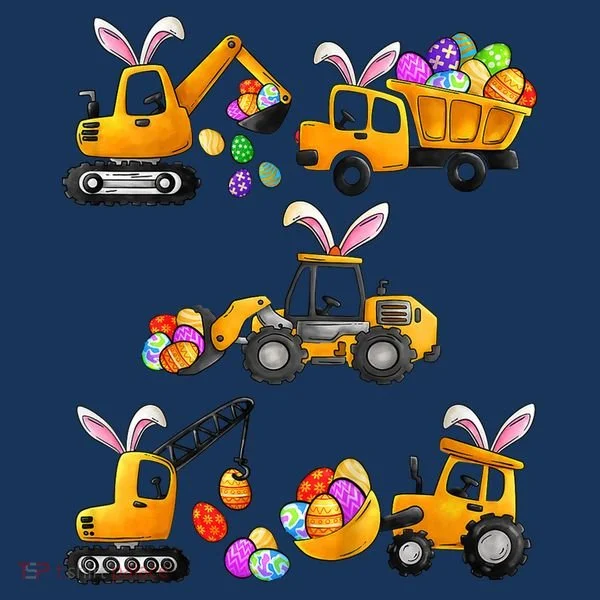 Easter day Bunny Construction Trucks Funny Boy Doggie Tank