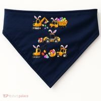 Easter day Bunny Construction Trucks Funny Boy USA-Made Doggie Bandana thumb 0