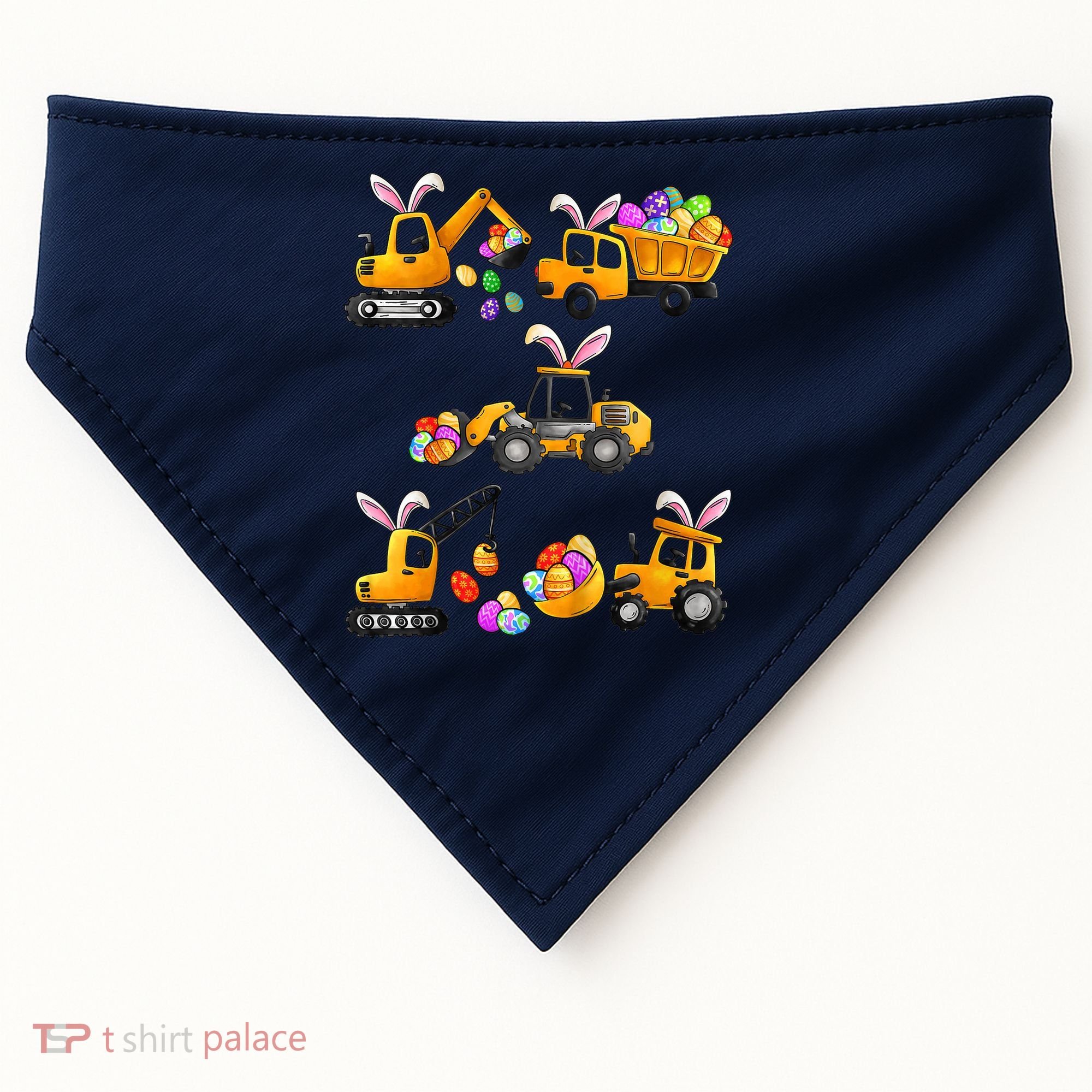Easter day Bunny Construction Trucks Funny Boy USA-Made Doggie Bandana