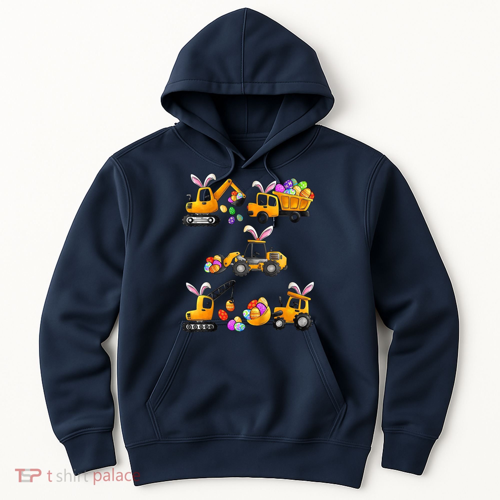 Easter day Bunny Construction Trucks Funny Boy Hoodie