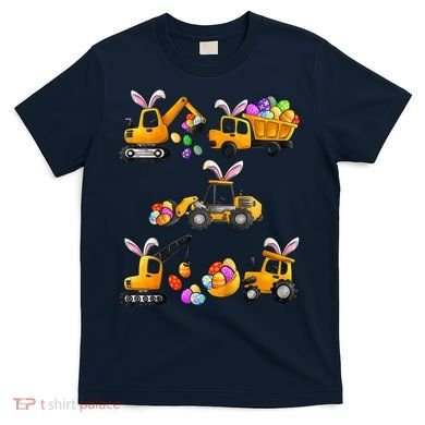 Easter day Bunny Construction Trucks Funny Boy T-Shirt