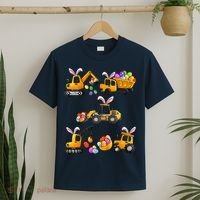 Easter day Bunny Construction Trucks Funny Boy T-Shirt thumb 2
