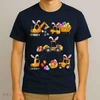 Easter day Bunny Construction Trucks Funny Boy T-Shirt thumb 3