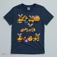 Easter day Bunny Construction Trucks Funny Boy T-Shirt thumb 5