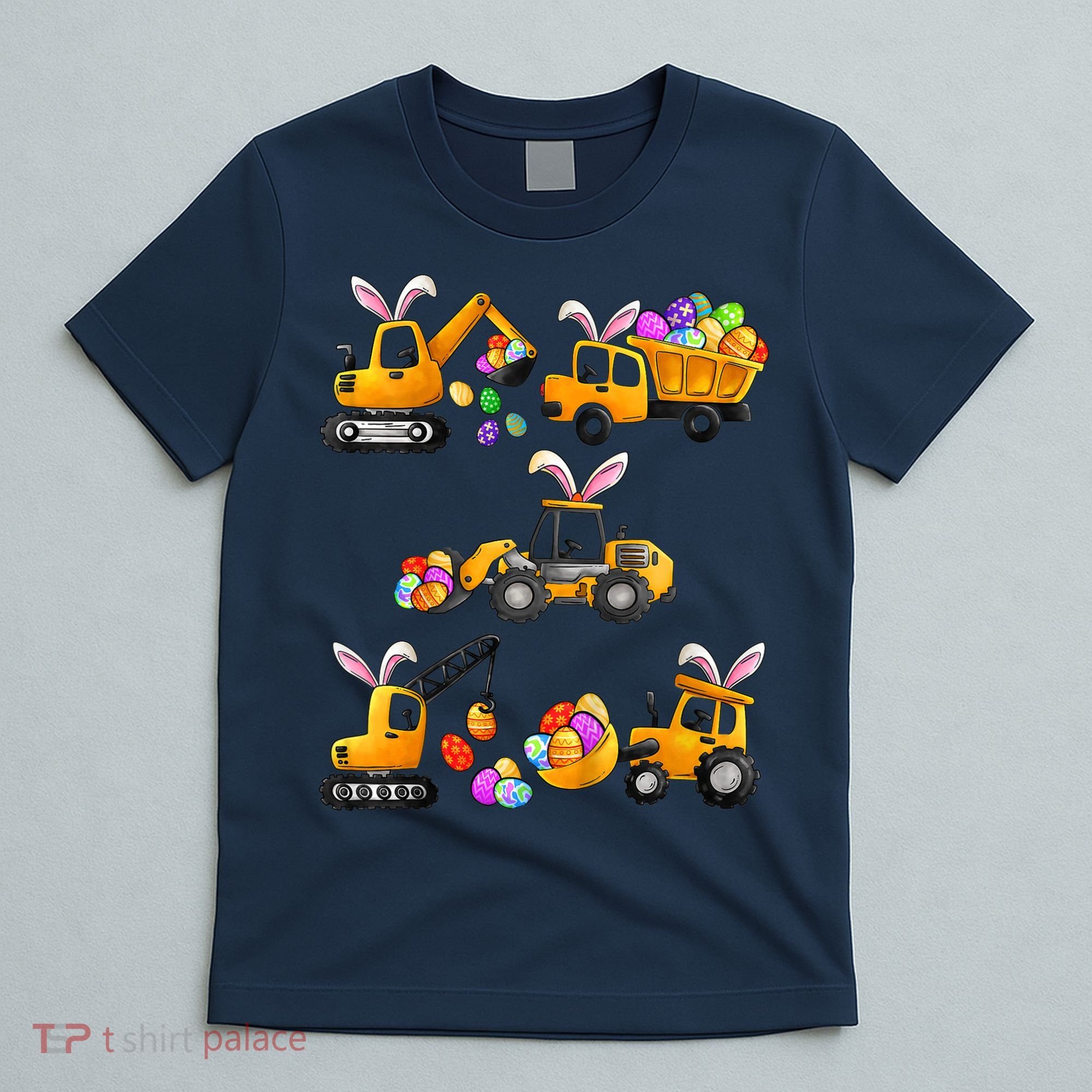 Easter day Bunny Construction Trucks Funny Boy T-Shirt