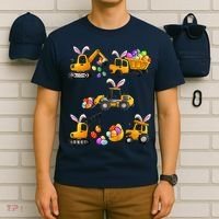 Easter day Bunny Construction Trucks Funny Boy T-Shirt thumb 6