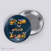 Easter day Bunny Construction Trucks Funny Boy Button thumb 0