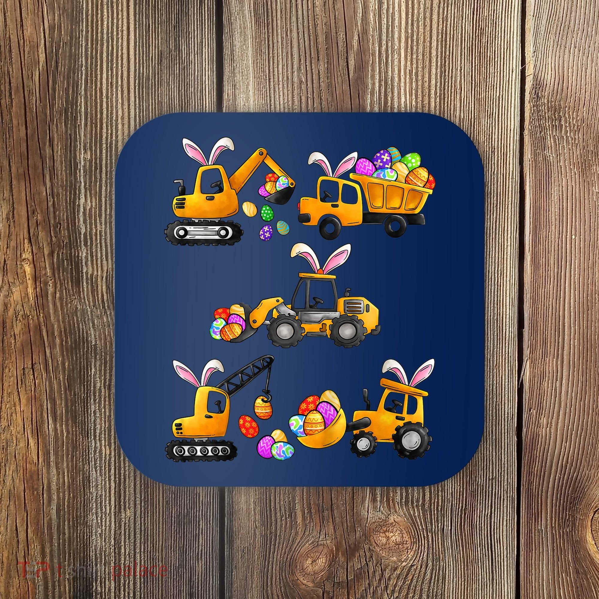 Easter day Bunny Construction Trucks Funny Boy Coaster