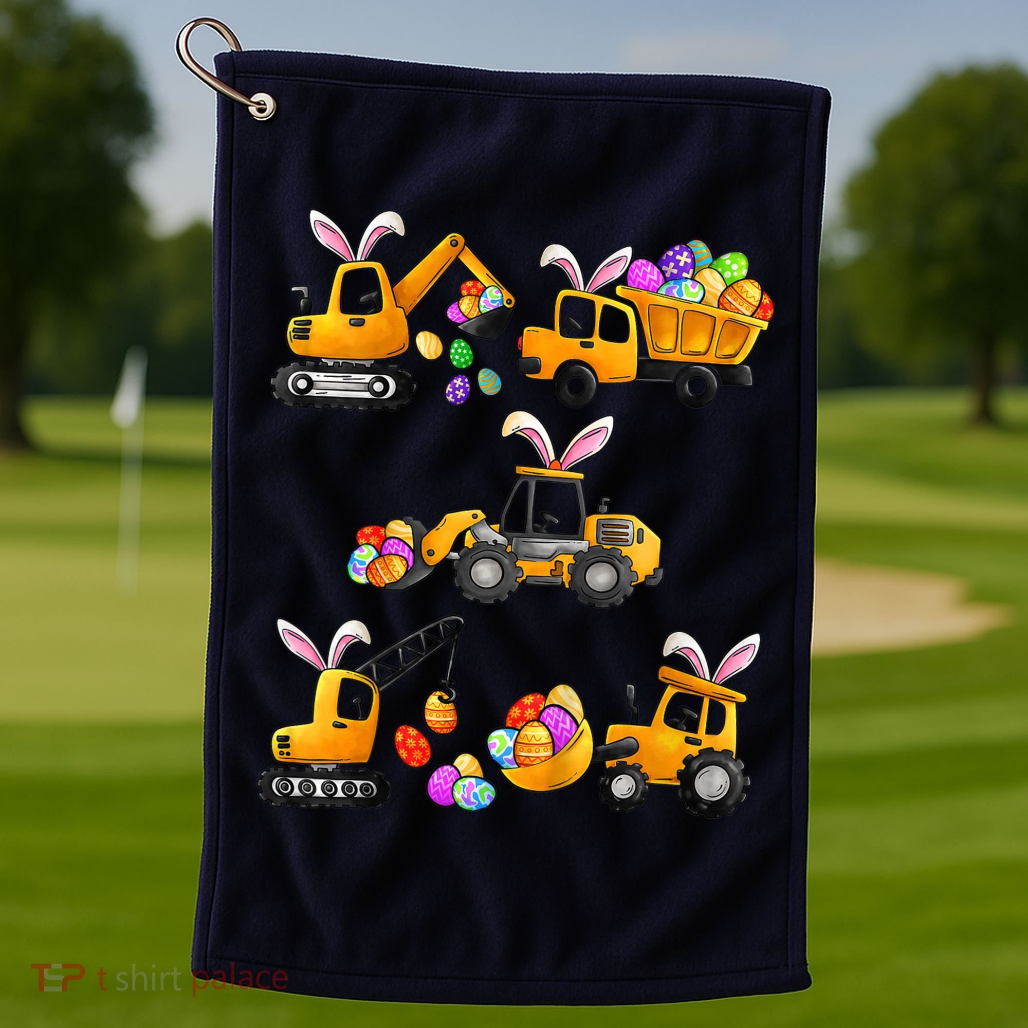 Easter day Bunny Construction Trucks Funny Boy Golf Towel