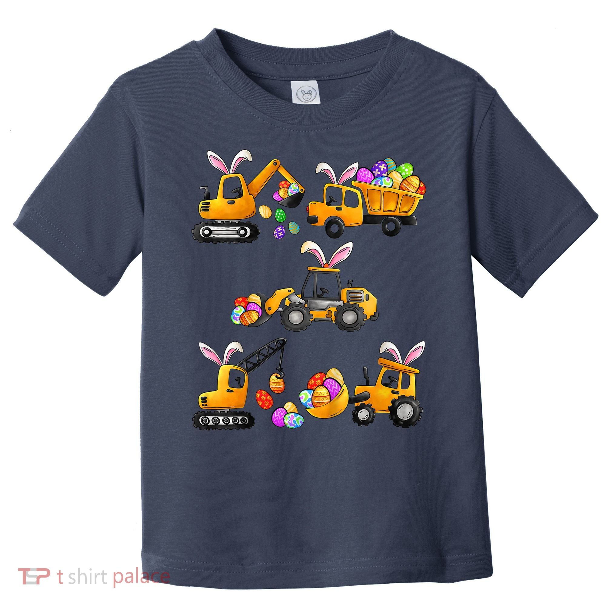 Easter day Bunny Construction Trucks Funny Boy Toddler T-Shirt
