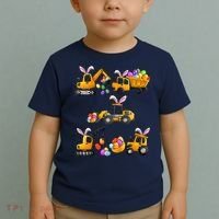 Easter day Bunny Construction Trucks Funny Boy Toddler T-Shirt thumb 2