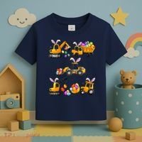 Easter day Bunny Construction Trucks Funny Boy Toddler T-Shirt thumb 3